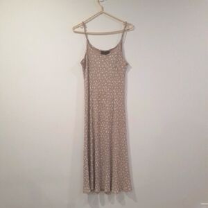 Retro Y2K Taupe and Floral Coastal Midi Slip Dress